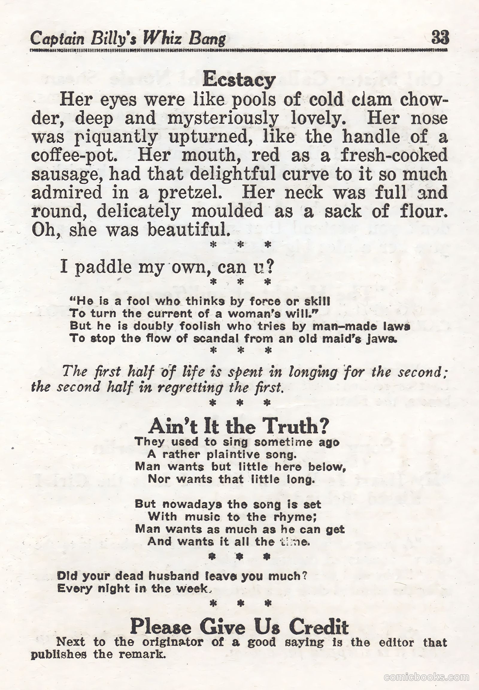 Captain Billy's Whiz Bang #44 (1923) — page 33 of 68