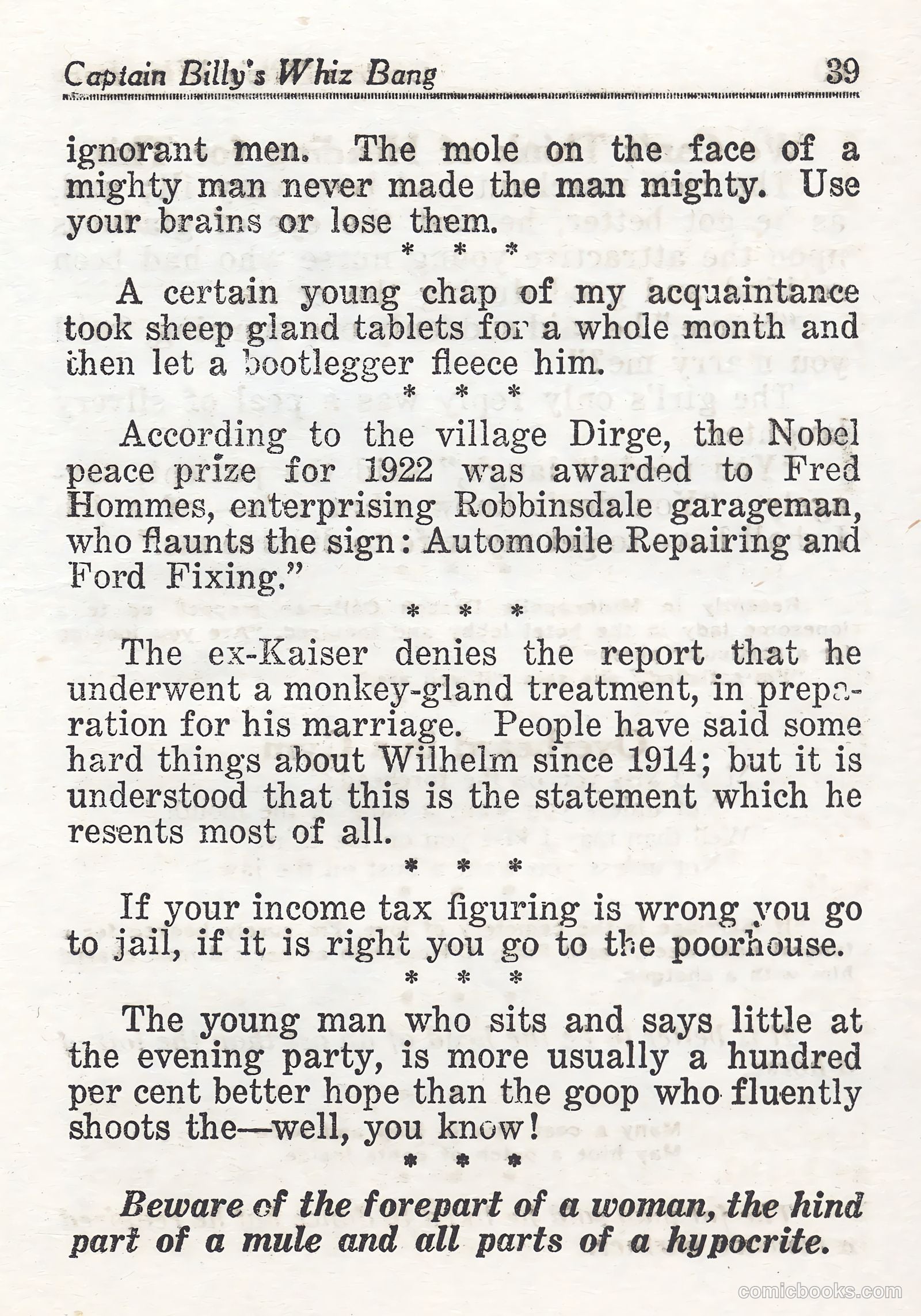 Captain Billy's Whiz Bang #44 (1923) — page 39 of 68