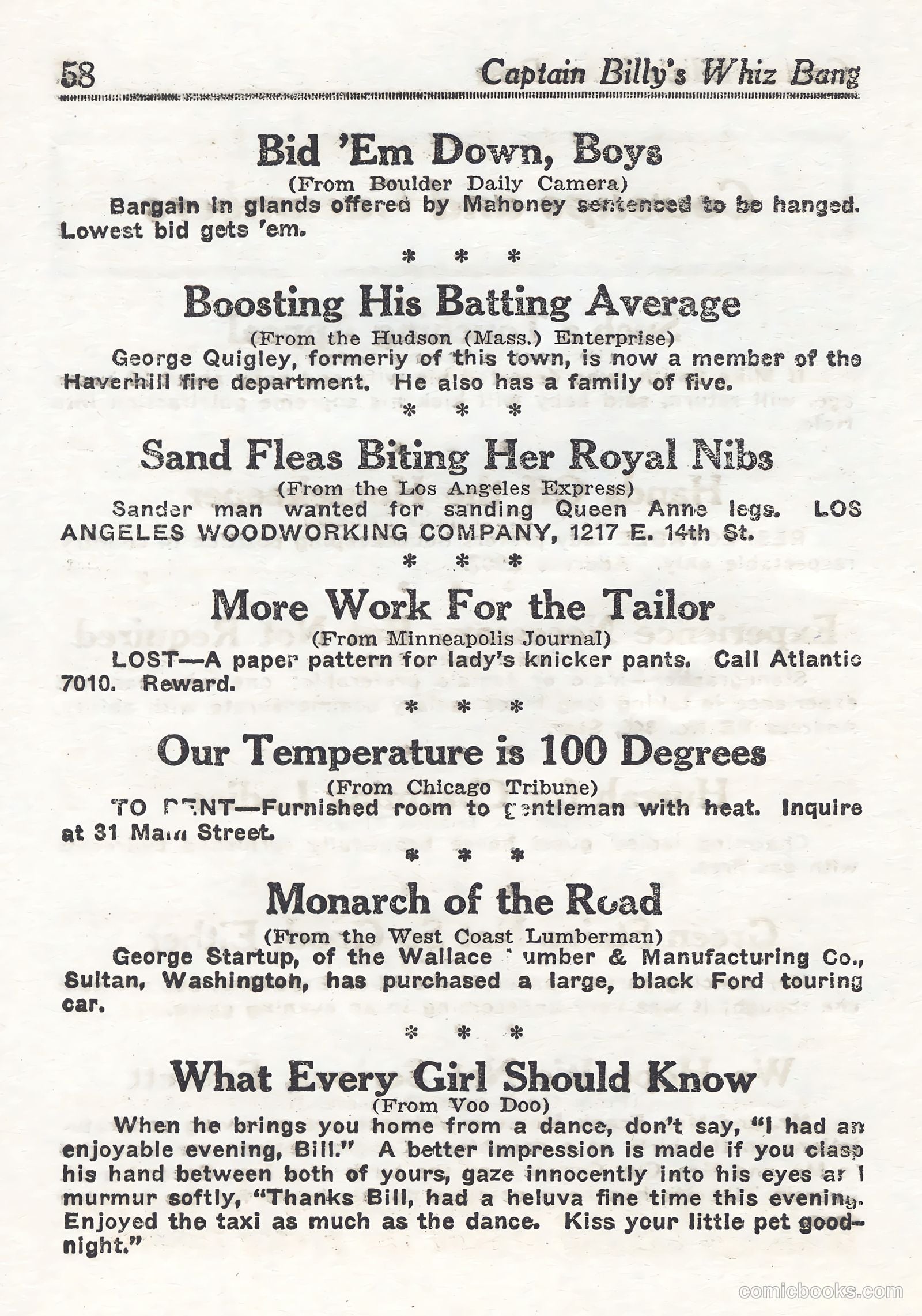 Captain Billy's Whiz Bang #44 (1923) — page 58 of 68