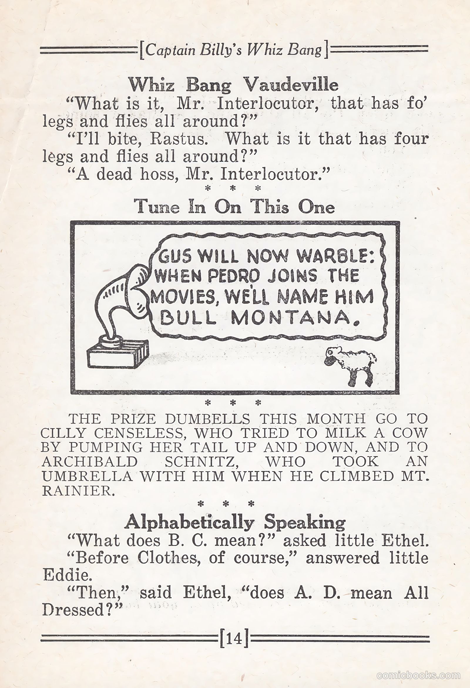 Captain Billy's Whiz Bang #67 (1924) — page 16 of 71