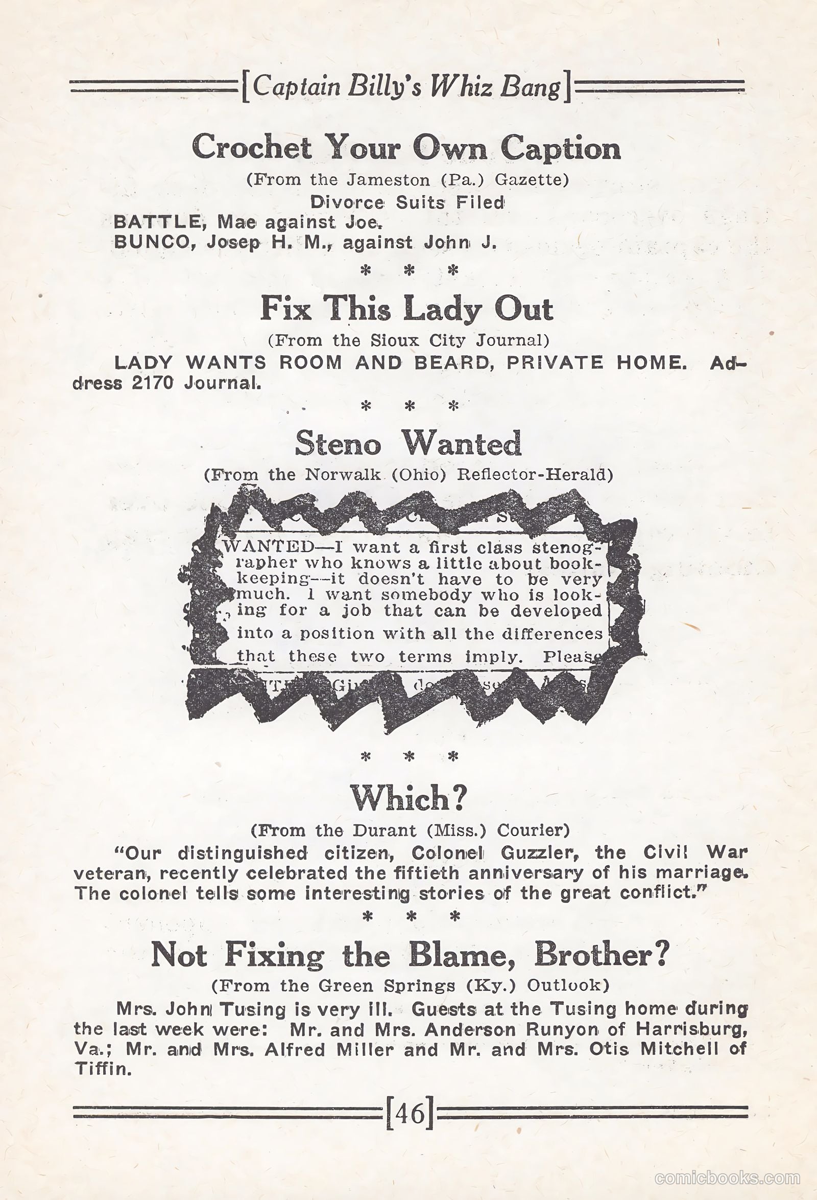 Captain Billy's Whiz Bang #67 (1924) — page 51 of 71