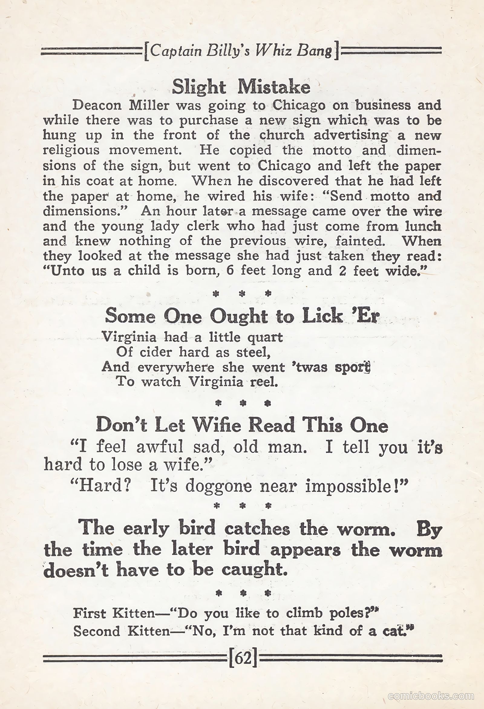 Captain Billy's Whiz Bang #67 (1924) — page 67 of 71