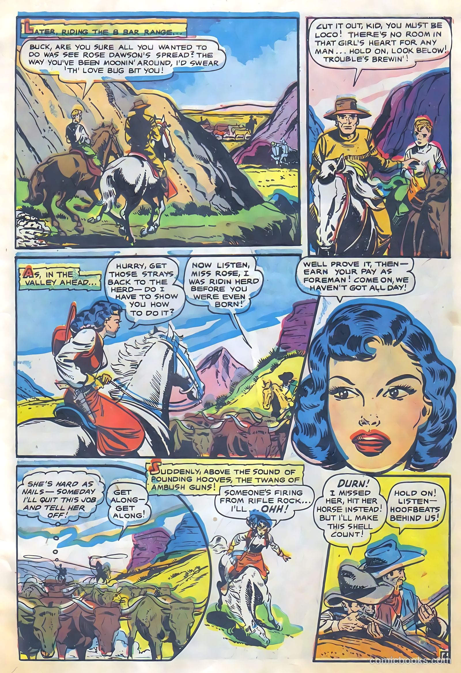 Cowgirl Romances #6 (1951, Fiction House) — page 7 of 36